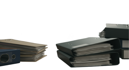 Office Documents Stack with Binders on a Transparent Isolated Background Photo