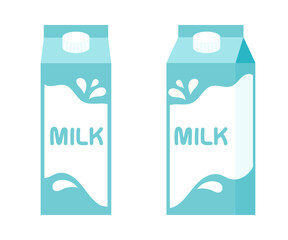Milk in packaging set cartoon flat illustration