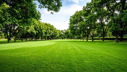 green grass and trees