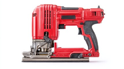 Fototapeta premium Red electric jigsaw isolated on white background.