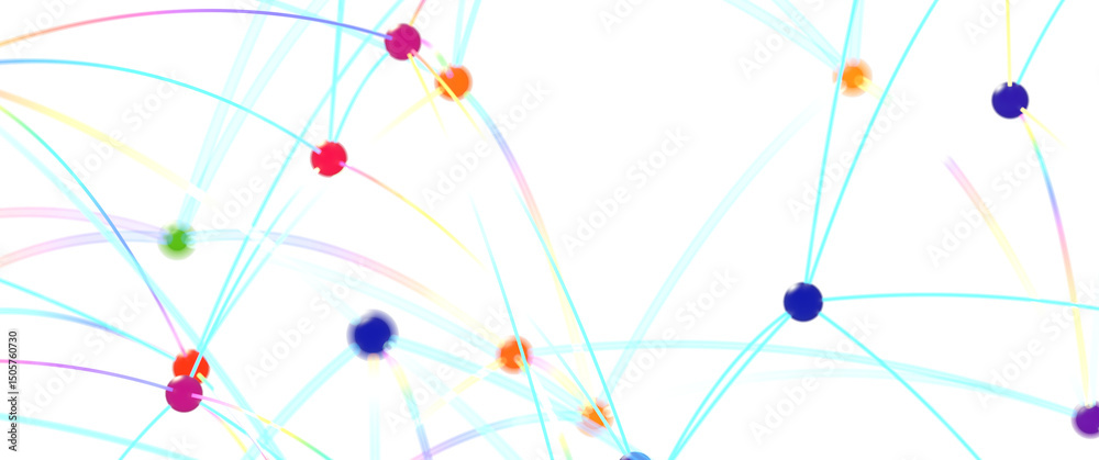 Fototapete abstract network with colorful nodes and lines