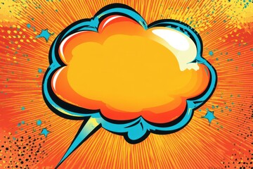 Comic speech bubble with colorful halftone background