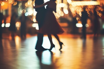 Blurred image of couple dancing on floor