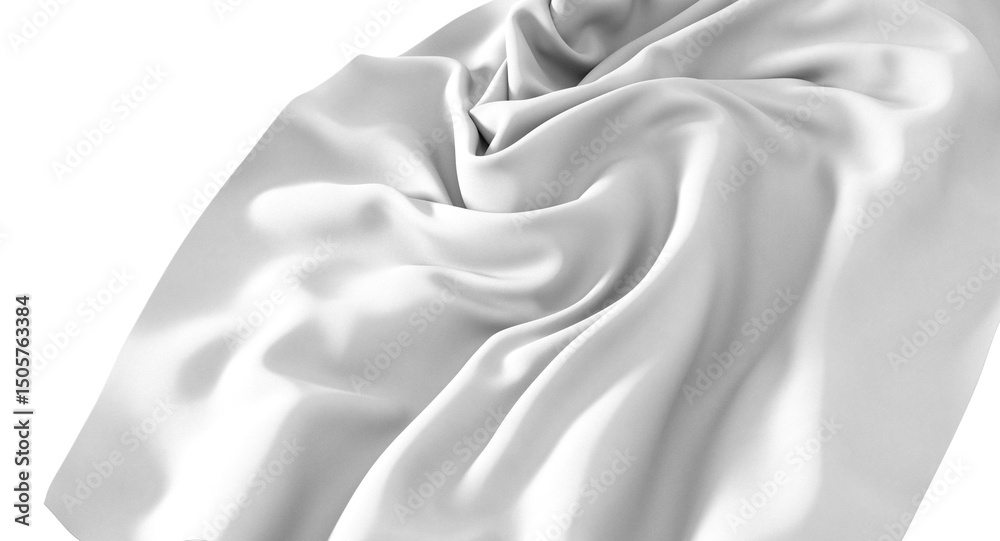 Aufkleber Close-up of white fabric with smooth texture, displaying elegant draping and soft folds