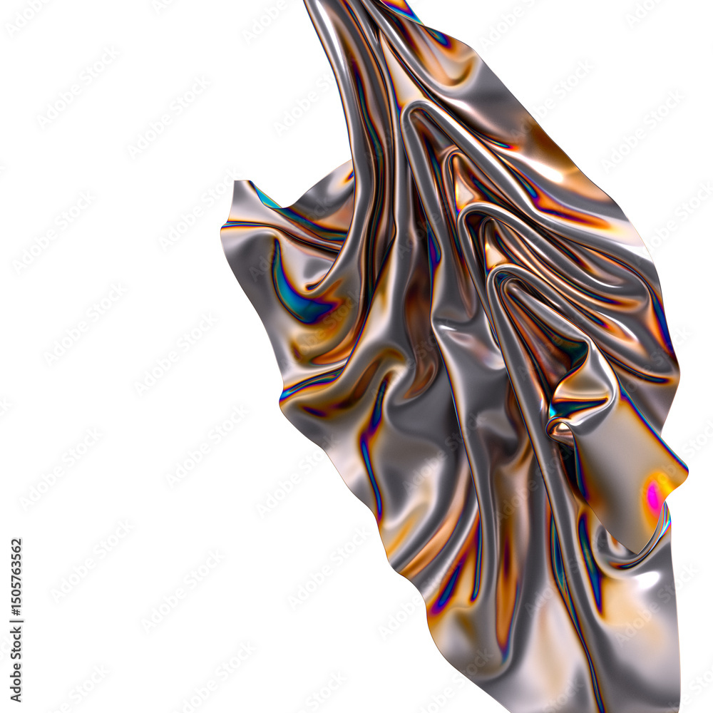 Poster abstract iridescent folds of metallic fabric a symphony of colors and shapes