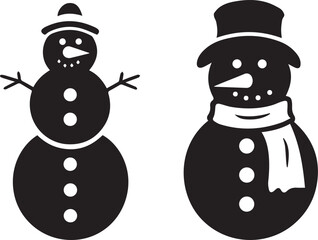 snowman illustration, snowman icon, snowman silhouette vector isolated on white background