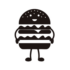Happy hamburger cartoon character fast food icon