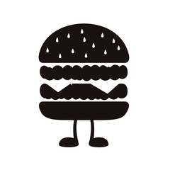 Cartoon hamburger character with legs funny fast food icon