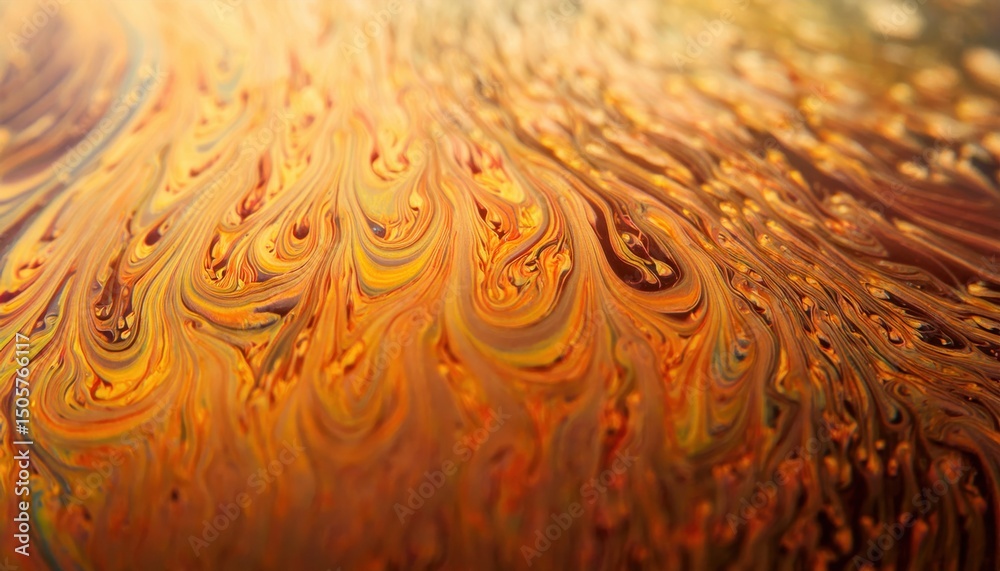 Poster vibrant orange and gold fluid swirl texture with abstract marbling patterns for web design, poster b