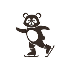 Adorable panda bear ice skating winter fun