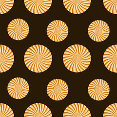 seamless vector candy caramel pattern on brown background