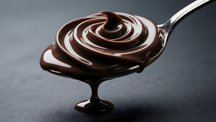 Rich Chocolate Cream Swirl on Silver Spoon