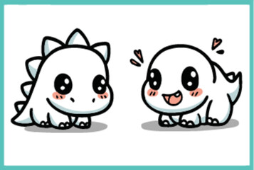 Cute Cartoon Dinosaur Characters in Fun Vector Illustration Style