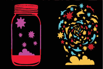 Colorful Jar with Abstract Design and Spiraling Elements of Art