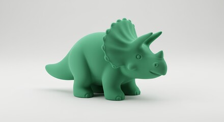 Green dinosaur figurine isolated on white background