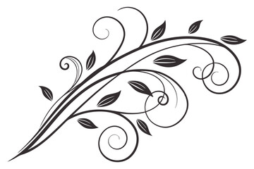 Abstract black and white floral tattoo design with ornate swirls and vintage decorative elements
