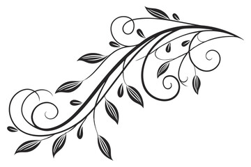 A vintage black floral tribal tattoo design with elegant swirl and leaf elements