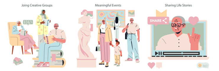 Silver Society. Flat Vector Illustration