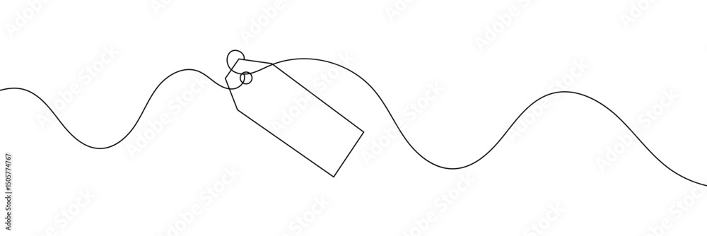 Wall mural one continuous line drawing of paper tea bag, continuous line drawing of paper tea bag, discount tag