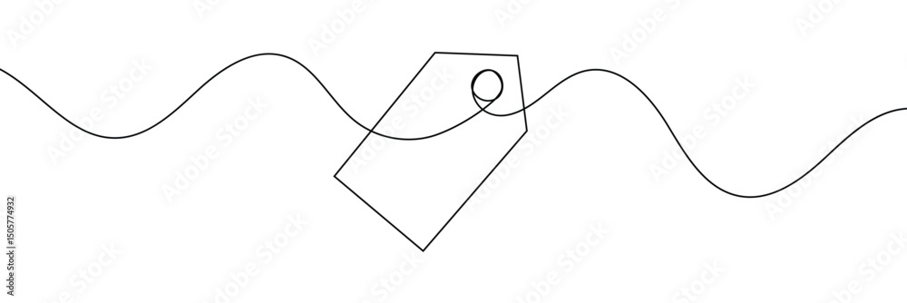 Wall mural one continuous line drawing of paper tea bag, continuous line drawing of paper tea bag, discount tag