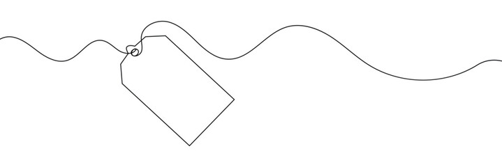 One continuous line drawing of paper tea bag, continuous line drawing of paper tea bag, Discount tag icon line continuous drawing vector. One line price tag icon vector background
