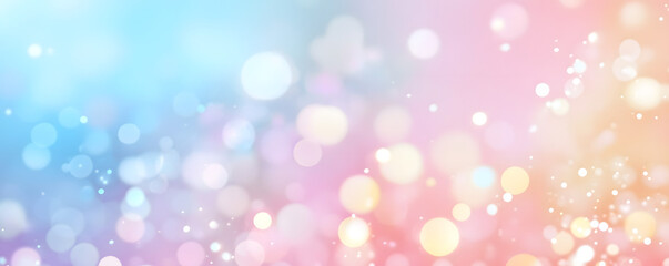 Colorful pastel gradient background banner with soft rainbow color, light blue and pink. Soft blur.