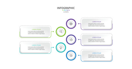 Business infographic template. 5 Step timeline journey. Process diagram, Infographic elements vector illustration.