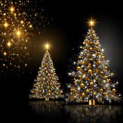 christmas tree with golden stars