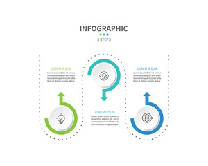 Business infographic template. 3 Step timeline journey. Process diagram, Infographic elements vector illustration.	