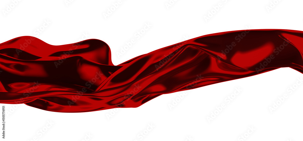 Fototapete a close up shot of a red satin fabric draped and flowing in a wave-like pattern
