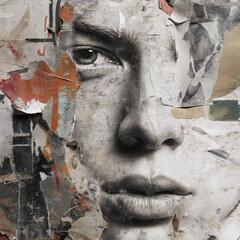 Layered Portrait A Collage of Texture and Emotion