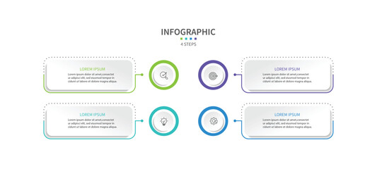 Business infographic template. 4 Step timeline journey. Process diagram, Infographic elements vector illustration.	