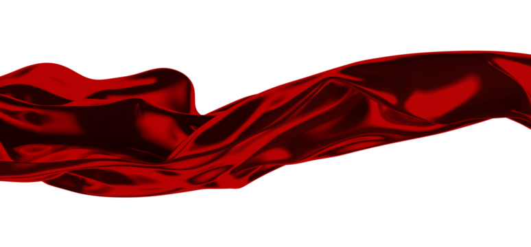 A close up shot of a red satin fabric draped and flowing in a wave-like pattern