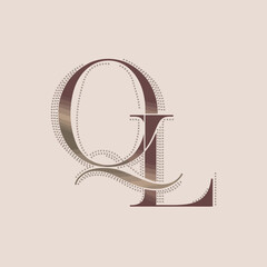 Elegant QL Monogram Logo Design Subtle Brown Gradient Luxury Branding Initial Letters Modern Minimalist Vintage Style Sophisticated Branding Identity Template for Business art font