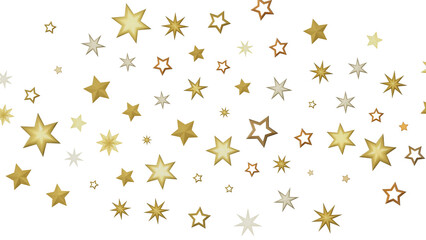 A collection of golden stars scattered on a black background, creating a festive and celestial feel.