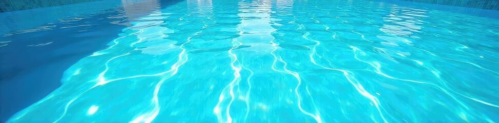Obraz premium Sparkling blue swimming pool water shimmering under the summer sun, inviting refreshing dips and relaxation Perfect for summer vacation themes and travel blogs , resort, clear