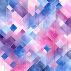 Obraz premium Digital Watercolor Background with Geometric Diamond Patterns