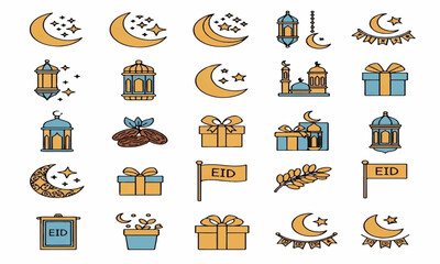 Eid icons set