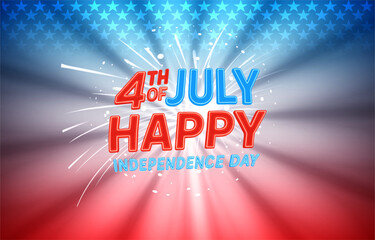 4th of july happy independence day celebration template banner with red and blue background design