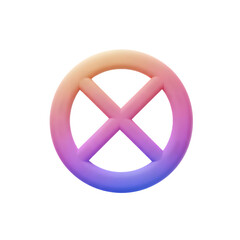 A 3D rendered forbidden symbol showcases a gradient color scheme. A visual symbol of restriction and prohibition, emphasizing denial, rejection, and the act of forbidding.