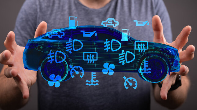 Modern car technology, digital dashboard, auto repair, maintenance alerts, vehicle diagnostics.