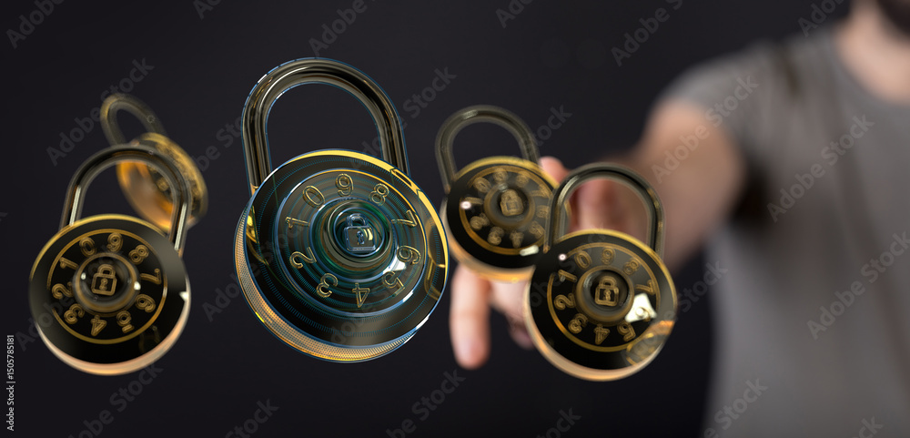 Poster High-quality image of combination locks, representing data security and protection.
