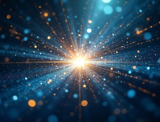 Naklejka premium Abstract blue and gold light burst background