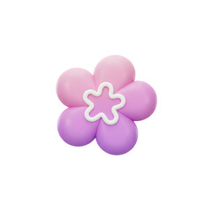 3D Flower Illustration: A vibrant, digitally rendered 3D flower in delicate pink and purple hues blooms, its playful design and cheerful colors exuding joy and beauty.