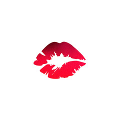 Bold red lipstick print on transparency background, symbolizing passion and romance. vibrant color contrasts sharply with dark backdrop, creating striking visual effect