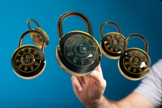 Secure your data with strong passwords and encryption.  Cybersecurity image.