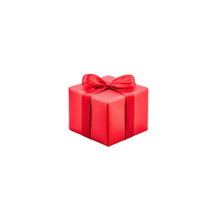 Vibrant red gift box with shiny ribbon and bow, perfect for festive occasions and celebrations, conveying sense of joy and anticipation