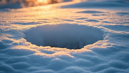 Winter Sunrise Snow Hole Detail
