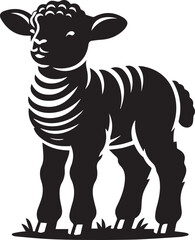 baby sheep silhouette vector, baby sheep vector illustration, baby sheep vector isolated on white background