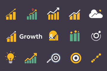 Business Growth and Development Icons for Strategy and Success